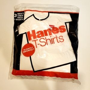 Hanes Crew Neck T-shirts, Pack of 3, NWT, White, Size XL (Slightly Imperfect)